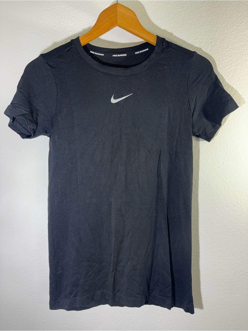 Nike Mens Black Compression Dri-FIT Running Tee Short Sleeve Shirt S